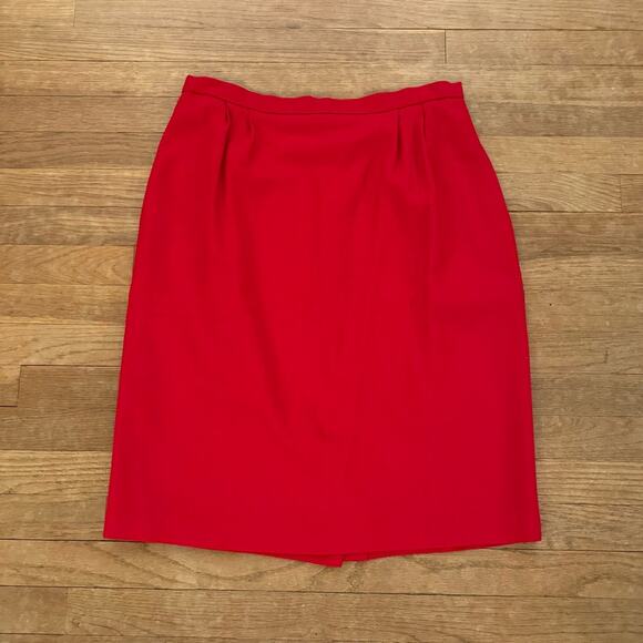 No brand wool blend red midi pencil skirt size 16 b9 - Picture 1 of 3